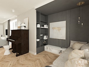Dom jednorodzinny II - Konstancin - Duży czarny szary salon, styl nowoczesny - zdjęcie od LÄTT Studio Wnętrz