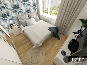 Dom jednorodzinny II - Konstancin - Mała biała niebieska sypialnia, styl nowoczesny - zdjęcie od LÄTT Studio Wnętrz
