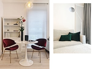 Apartament Grzybowska II - Mały biały salon z jadalnią, styl skandynawski - zdjęcie od LÄTT Studio Wnętrz