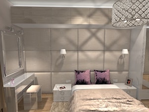 Sypialnia w stylu Glamour z panelami tapicerowanymi na ścianie - zdjęcie od dappi panele dekoracyjne