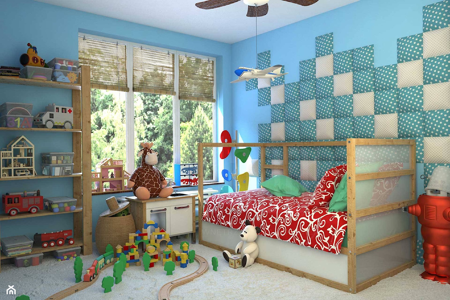 pokój dla chłopca z miękką ścianą - zdjęcie od dappi panele dekoracyjne - Homebook