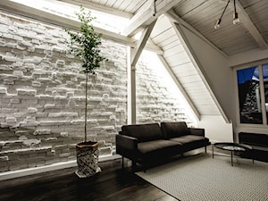 minimalistyczny loft w starej kamienicy - Średni biały salon, styl minimalistyczny - zdjęcie od nofo