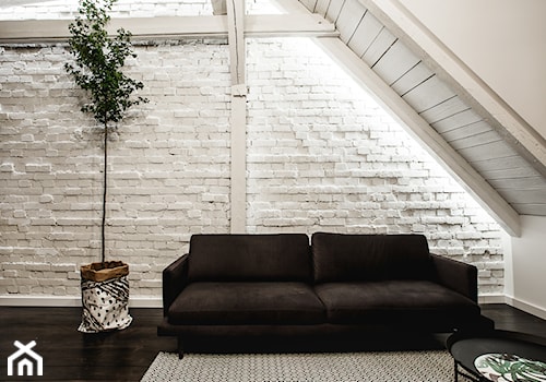 minimalistyczny loft w starej kamienicy - Mały beżowy salon, styl minimalistyczny - zdjęcie od nofo