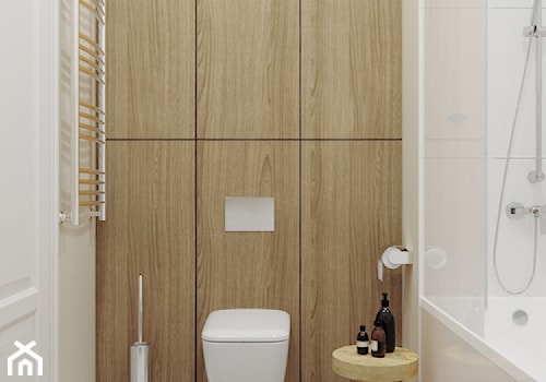 Mieszkanie w stylu boho - Mała bez okna z marmurową podłogą łazienka, styl skandynawski - zdjęcie od Aleksandra Wachowicz Architektura Wnętrz