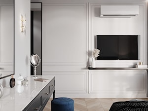 Apartament Sarmacka - Średnia biała sypialnia, styl glamour - zdjęcie od Aleksandra Wachowicz Architektura Wnętrz
