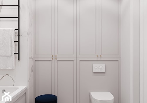 Apartament Sarmacka - Średnia z marmurową podłogą z punktowym oświetleniem łazienka, styl glamour - zdjęcie od Aleksandra Wachowicz Architektura Wnętrz
