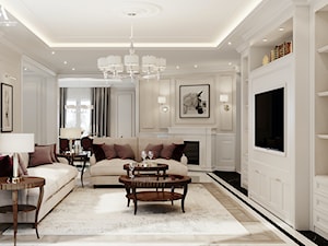 Rezydencja Malibu - Duży biały salon, styl tradycyjny - zdjęcie od Aleksandra Wachowicz Architektura Wnętrz