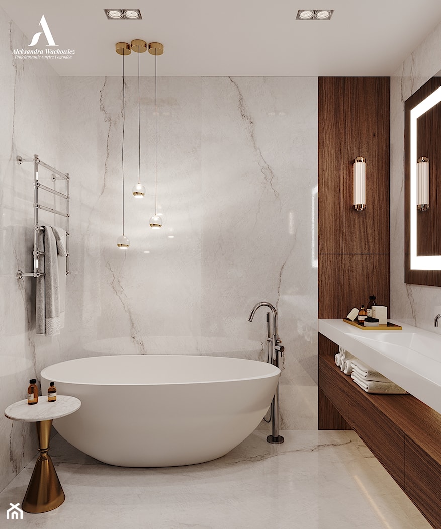 Nowoczesna łazienka z użyciem płyt wielkoformatowych - zdjęcie od Aleksandra Wachowicz Architektura Wnętrz - Homebook