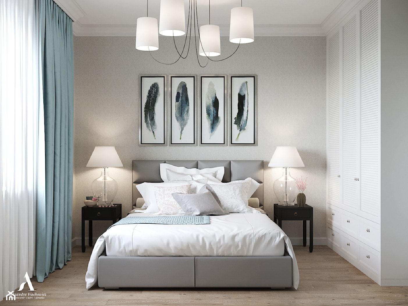 Przytulne mieszkanie - Średnia szara sypialnia, styl tradycyjny - zdjęcie od Aleksandra Wachowicz Architektura Wnętrz - Homebook