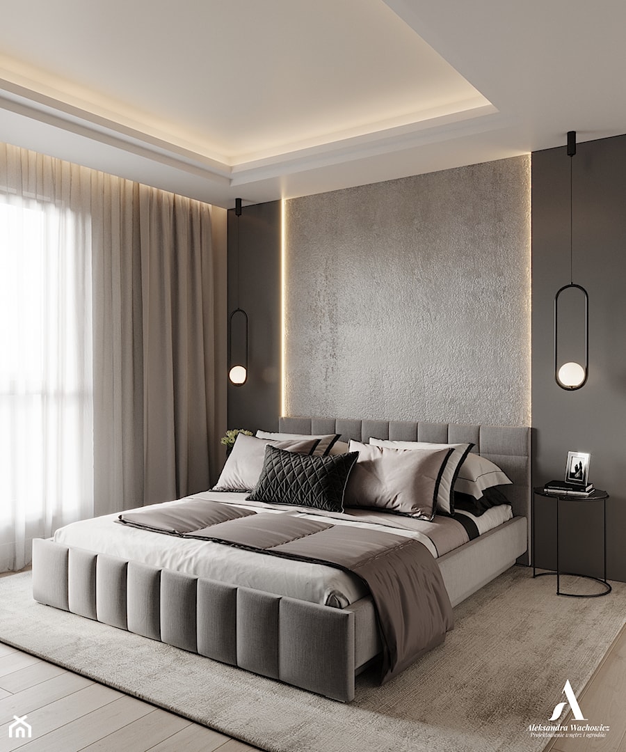 Projekt sypialni - zdjęcie od Aleksandra Wachowicz Architektura Wnętrz