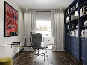 Projekt wnętrz w odcieniach beżu - Średnie w osobnym pomieszczeniu beżowe białe biuro, styl glamour - zdjęcie od Aleksandra Wachowicz Architektura Wnętrz