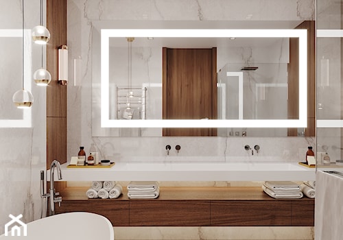 Nowoczesna łazienka z użyciem płyt wielkoformatowych - zdjęcie od Aleksandra Wachowicz Architektura Wnętrz