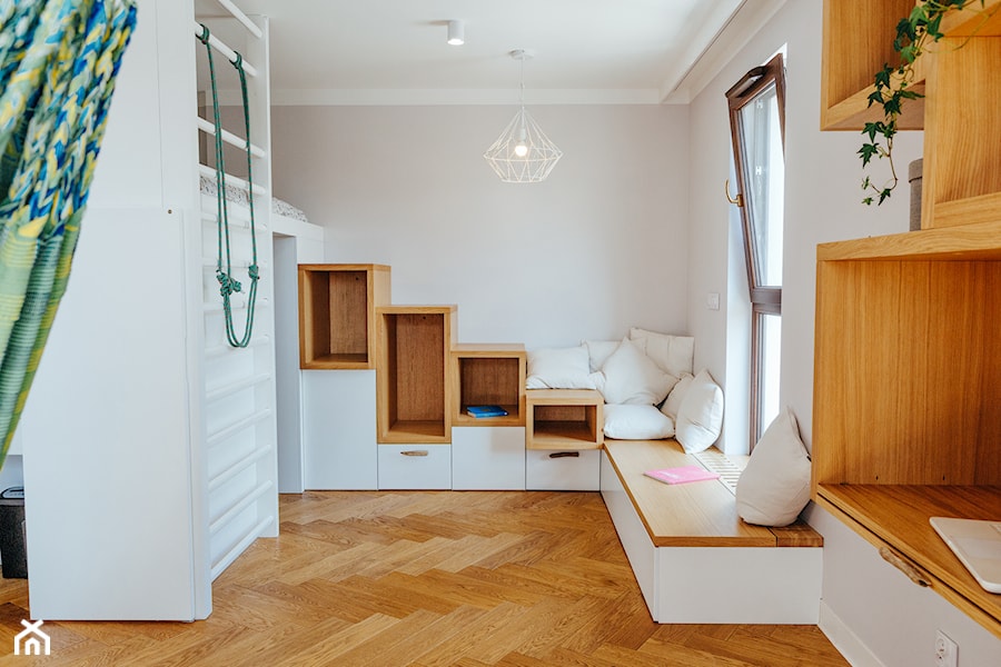 Jak na wakacjach - Mała szara sypialnia, styl minimalistyczny - zdjęcie od architektura szyta na miarę