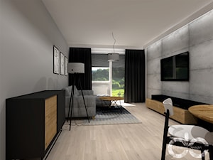 Męskie mieszkanie 48 m2 - Salon, styl industrialny - zdjęcie od dc creative design