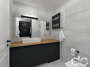 Męskie mieszkanie 48 m2 - Mała bez okna z lustrem łazienka, styl industrialny - zdjęcie od dc creative design