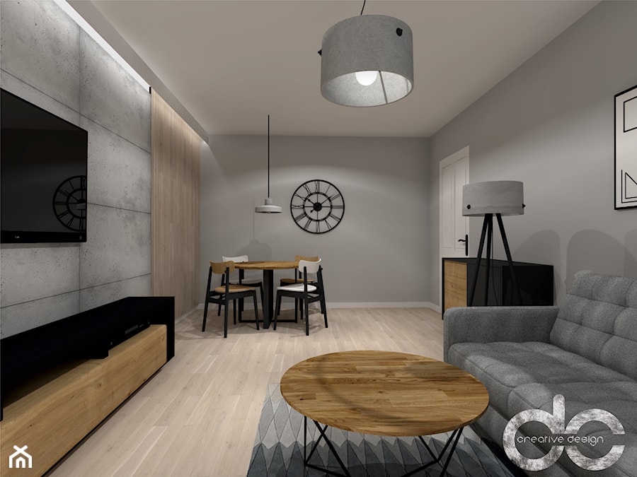 Męskie mieszkanie 48 m2 - Salon, styl industrialny - zdjęcie od dc creative design