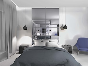 lustrzana sypialnia2 - Średnia biała szara sypialnia - zdjęcie od Interiorndesign