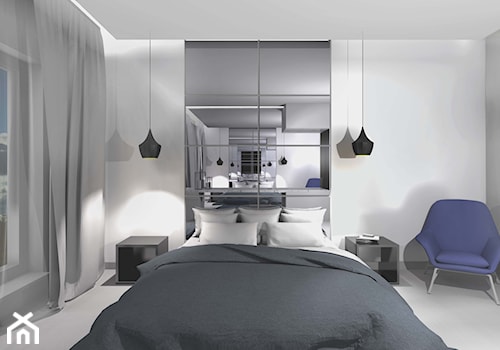 lustrzana sypialnia2 - Średnia biała szara sypialnia - zdjęcie od Interiorndesign