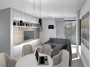 Mieszkanie 56m2 - Mały biały salon - zdjęcie od Interiorndesign