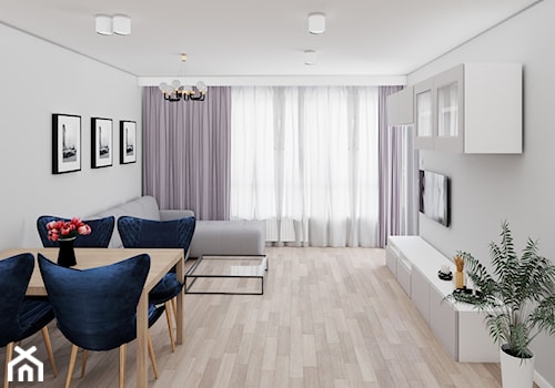 Mieszkanie Pogórze 43m2 - Średni biały salon z jadalnią, styl nowoczesny - zdjęcie od IDS projektowanie wnętrz