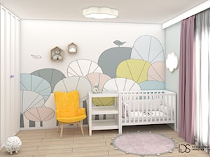 Pokój noworodka, 12m2 Wejherowo - Średni biały szary pokój dziecka dla niemowlaka dla chłopca dla dziewczynki, styl skandynawski - zdjęcie od IDS projektowanie wnętrz