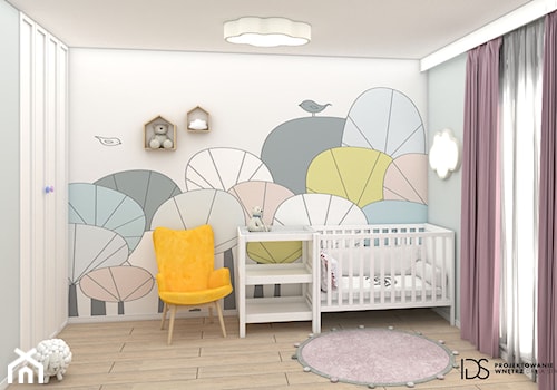 Pokój noworodka, 12m2 Wejherowo - Średni biały szary pokój dziecka dla niemowlaka dla chłopca dla dz ... - zdjęcie od IDS projektowanie wnętrz