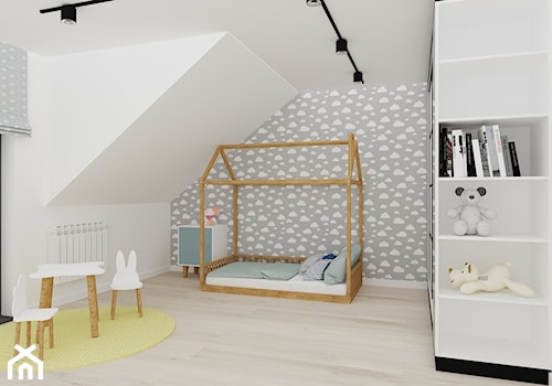 mieszkanie 15 - Duży biały szary pokój dziecka dla dziecka dla chłopca dla dziewczynki, styl nowoczesny - zdjęcie od projekt ka