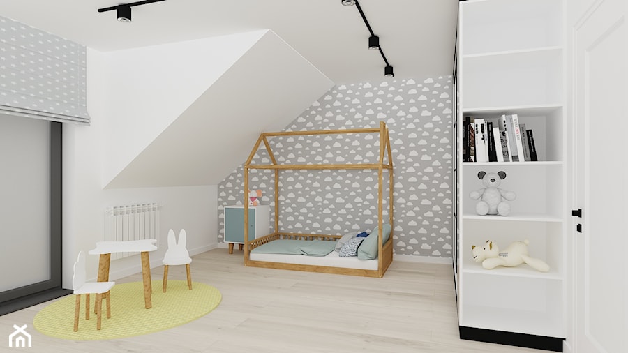 mieszkanie 15 - Duży biały szary pokój dziecka dla dziecka dla chłopca dla dziewczynki, styl nowoczesny - zdjęcie od projekt ka