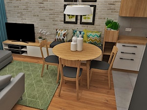 mieszkanie 2 - Mała szara jadalnia w salonie w kuchni, styl nowoczesny - zdjęcie od projekt ka