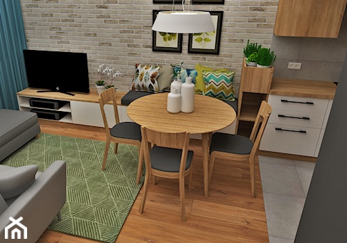 mieszkanie 2 - Mała szara jadalnia w salonie w kuchni, styl nowoczesny - zdjęcie od projekt ka