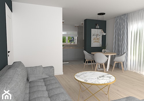 mieszkanie 8 - Mały szary salon z kuchnią z jadalnią, styl skandynawski - zdjęcie od projekt ka
