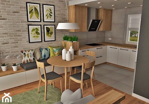 mieszkanie 2 - Średnia otwarta z salonem szara z zabudowaną lodówką kuchnia w kształcie litery u, styl nowoczesny - zdjęcie od projekt ka