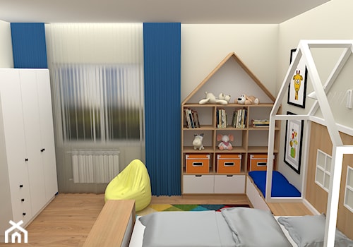 Średni szary niebieski pokój dziecka dla dziecka dla chłopca dla dziewczynki, styl nowoczesny - zdjęcie od projekt ka