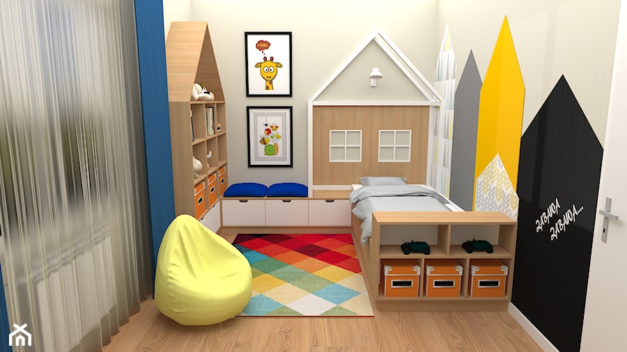 mieszkanie 1 - Średni czarny szary pokój dziecka dla dziecka dla chłopca dla dziewczynki, styl nowoczesny - zdjęcie od projekt ka
