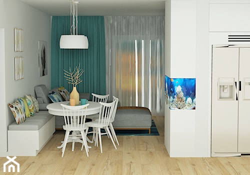 mieszkanie 4 - Mała biała jadalnia w salonie, styl nowoczesny - zdjęcie od projekt ka