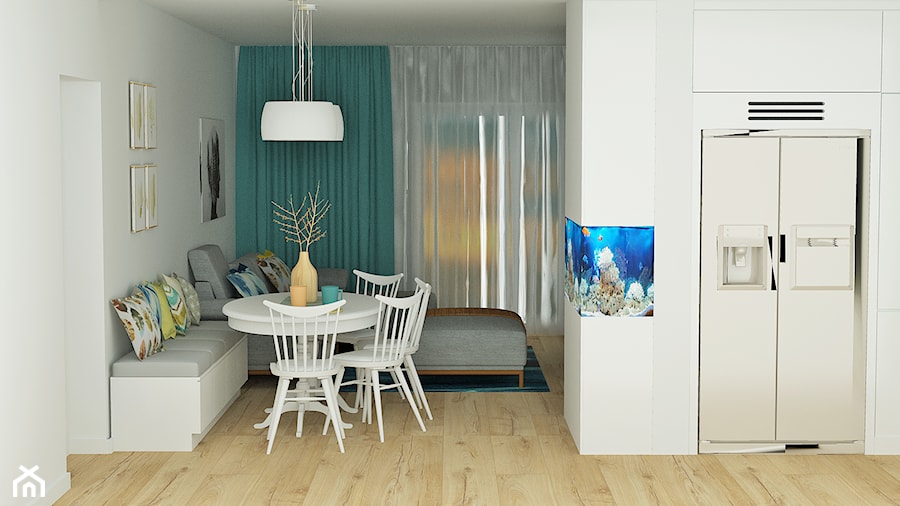 mieszkanie 4 - Mała biała jadalnia w salonie, styl nowoczesny - zdjęcie od projekt ka