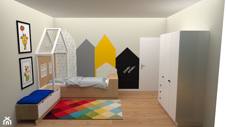 Średni szary pokój dziecka dla dziecka dla chłopca dla dziewczynki, styl nowoczesny - zdjęcie od projekt ka