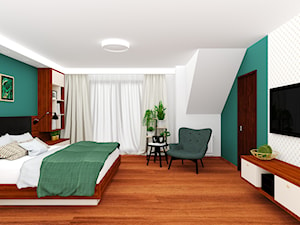 sypialnia 1 - Duża biała niebieska sypialnia, styl nowoczesny - zdjęcie od projekt ka