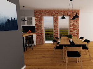 kuchnia 17 - Średnia czarna szara jadalnia w kuchni, styl skandynawski - zdjęcie od projekt ka