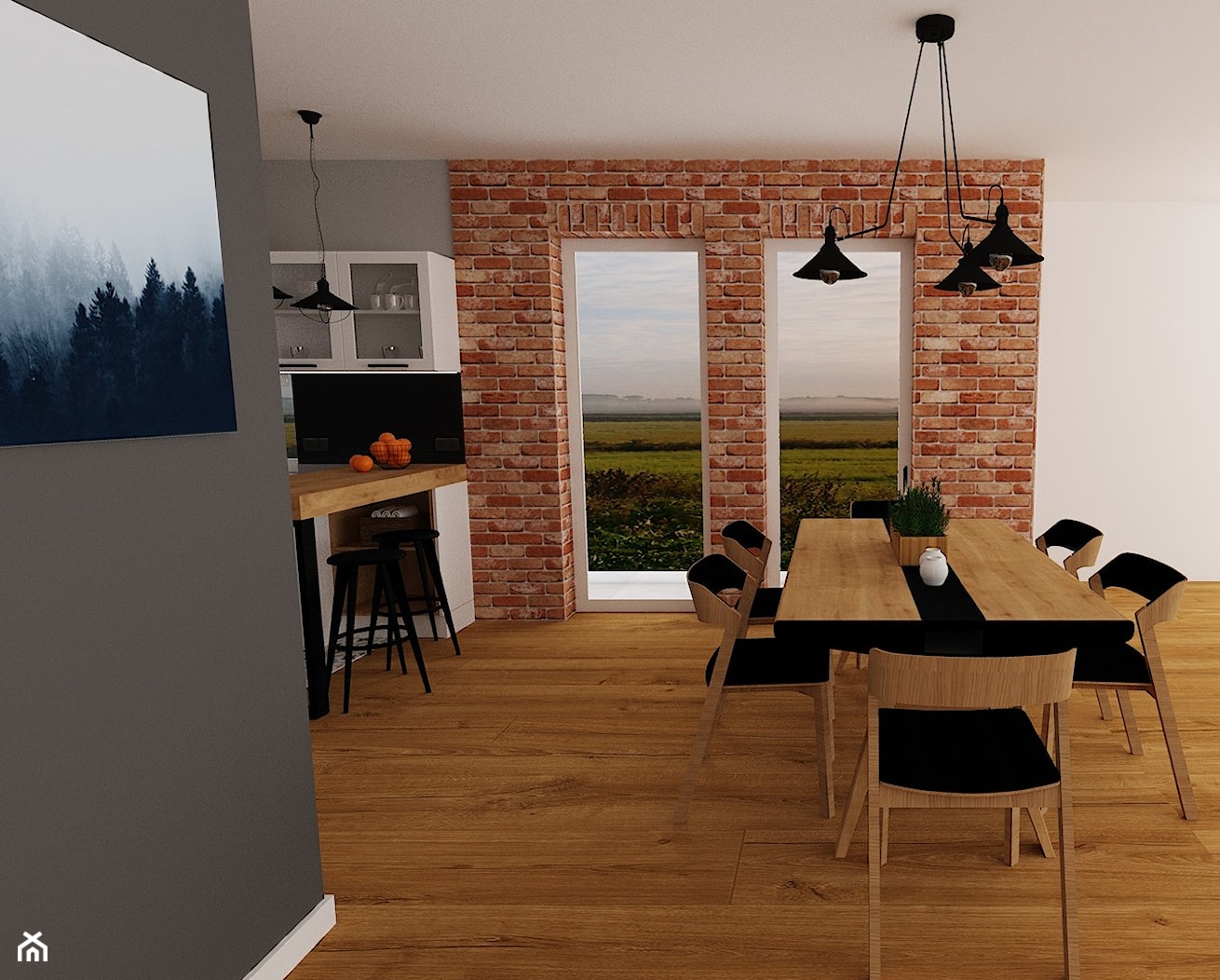 kuchnia 17 - Średnia czarna szara jadalnia w kuchni, styl skandynawski - zdjęcie od projekt ka - Homebook