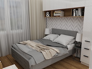 mieszkanie 11 - Mała biała szara z biurkiem sypialnia, styl nowoczesny - zdjęcie od projekt ka