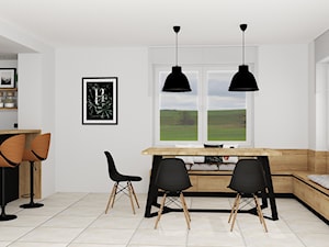 kuchnia 45 - Mała otwarta z salonem biała kuchnia w kształcie litery l z oknem, styl nowoczesny - zdjęcie od projekt ka