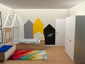 mieszkanie 1 - Duży biały czarny żółty pokój dziecka dla dziecka dla nastolatka dla chłopca dla dziewczynki, styl nowoczesny - zdjęcie od projekt ka