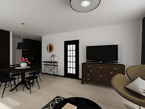 mieszkanie 12 - Duży czarny szary salon z kuchnią z jadalnią, styl rustykalny - zdjęcie od projekt ka