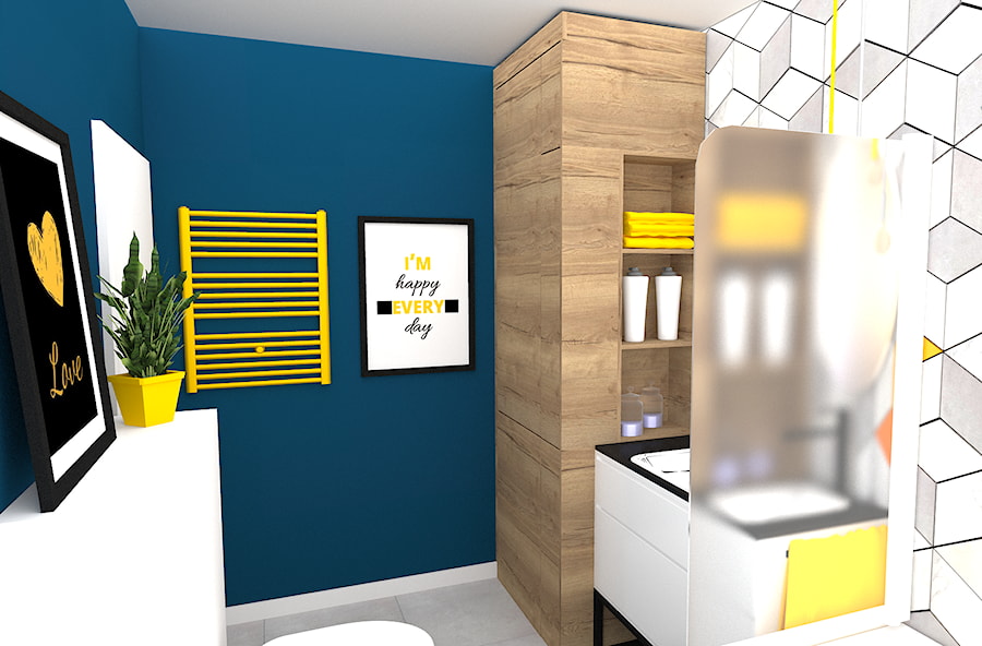 mieszkanie 1 - Mała na poddaszu bez okna łazienka, styl nowoczesny - zdjęcie od projekt ka