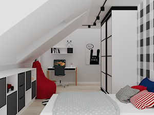 mieszkanie 15 - Średni biały czarny szary pokój dziecka dla nastolatka dla chłopca dla dziewczynki, styl nowoczesny - zdjęcie od projekt ka
