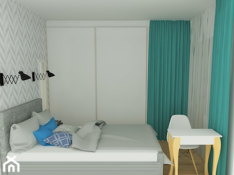 Aranżacje wnętrz - Sypialnia: mieszkanie 4 - Mała biała sypialnia, styl nowoczesny - projekt ka. Przeglądaj, dodawaj i zapisuj najlepsze zdjęcia, pomysły i inspiracje designerskie. W bazie mamy już prawie milion fotografii!