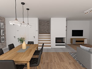 mieszkanie 7 - Duży biały salon z jadalnią, styl skandynawski - zdjęcie od projekt ka