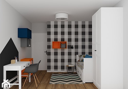 mieszkanie 11 - Średni biały szary pokój dziecka dla nastolatka dla chłopca dla dziewczynki, styl nowoczesny - zdjęcie od projekt ka