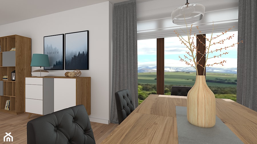 mieszkanie 7 - Średnia biała jadalnia w salonie, styl skandynawski - zdjęcie od projekt ka